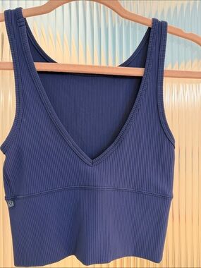 lululemon athletica Ribbed V-Neck Cropped Tank - Navy- no tag